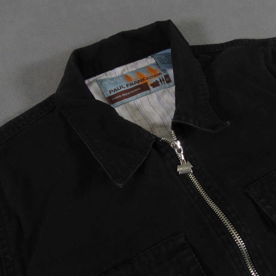 Paul Frank Bomber Utility Jacket Men M Medium Black Cotton Lightweight Full Zip - Image 2 of 4