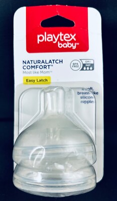 PLAYTEX BABY NATURALATCH COMFORT EASY LATCH 2 SILICONE NIPPLES FAST FLOW 6M+ NEW