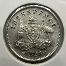 1926 Threepence Coin - good Very Fine - Silver George V Predecimal Australian