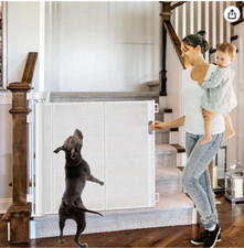 Retractable Baby Gate for Dogs 35  Tall X 55  Wide Mesh Dog Gate Retractable Mes