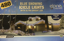 Image of Blue WHITE Snowing Icicle Indoor Outdoor Christmas Lights Ultra Bright LED-720