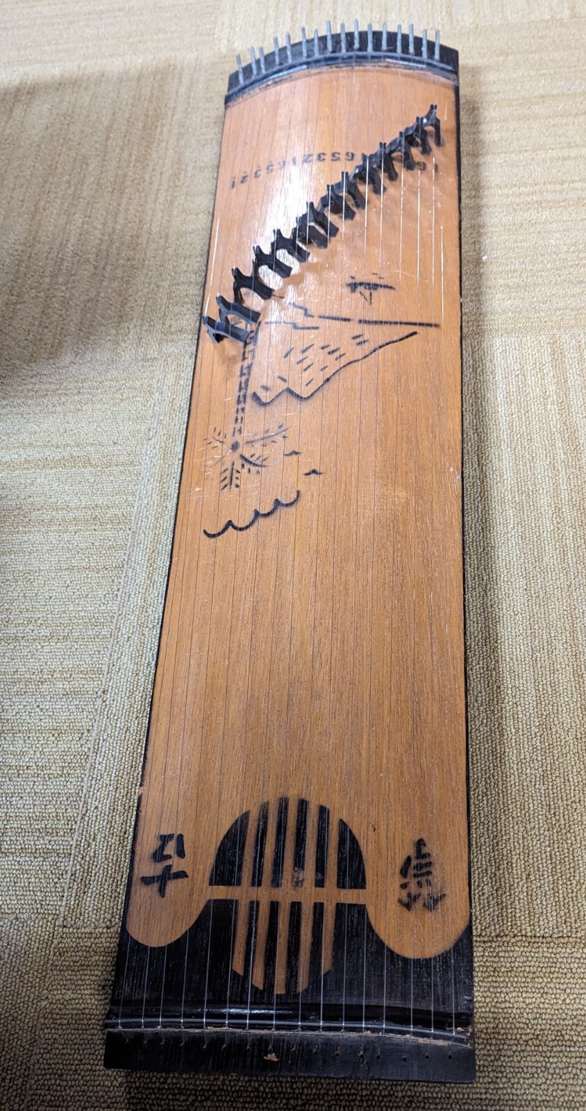 Unique vintage authentic antique Asian Japanese 35" Stringed Koto