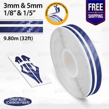 CARBON FIBER DARK BLUE 1/8" & 1/5" Vinyl Pinstriping Stripe Double Line Sticker