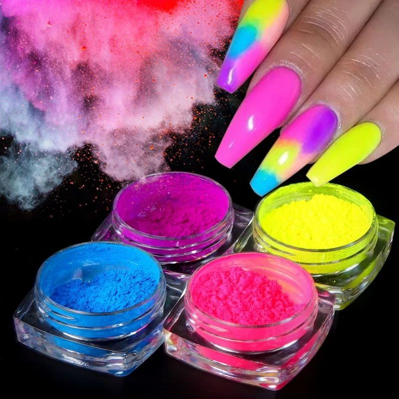 WNG Pigment Nail Powder Glow In The Dark for Christmas Fluorescent Light  Pigment Nail Powder Neon Acrylic Gradient Glitter Powder for Eye Shadow Lip  Gloss Nai Art Decor 