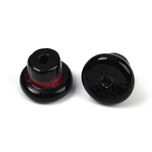 20pcs Glass Black Hat Shape Beads Lampwork Handmade Crystal Bead for Jewelry DIY - Picture 2 of 3