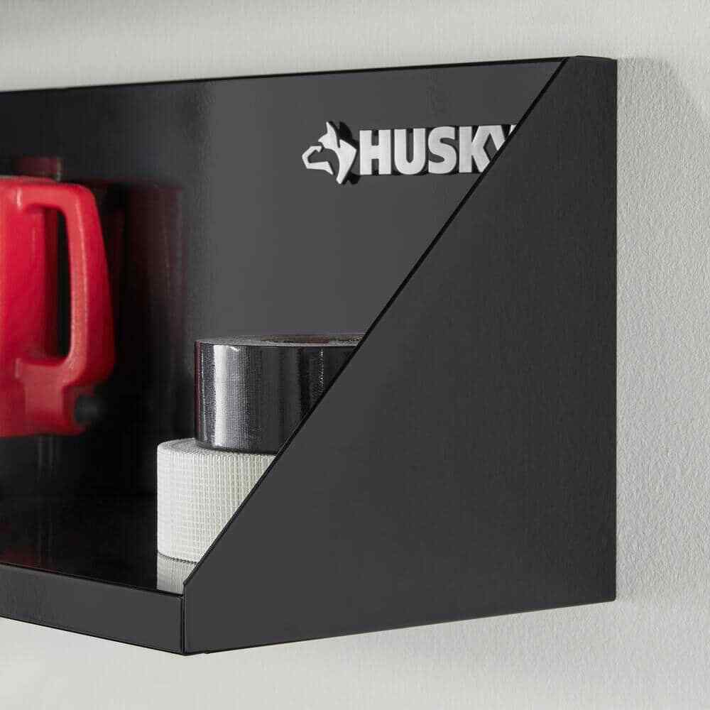 Husky Steel Garage Wall Shelf Black Supplies & Equipment (24 W X 9 H X