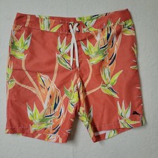 Bañador TOMMY BAHAMA RELAX Naranja Blanco Hojas Florales Sin Forro Para Hombres 40 Tropic