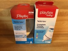 2 New Playtex Baby Vent Aire 6 Ounce Bottles Slow 0-3 Months Tummy Comfort