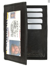 Genuine Leather ID Window Credit Card Thin Billfold ID Wallet