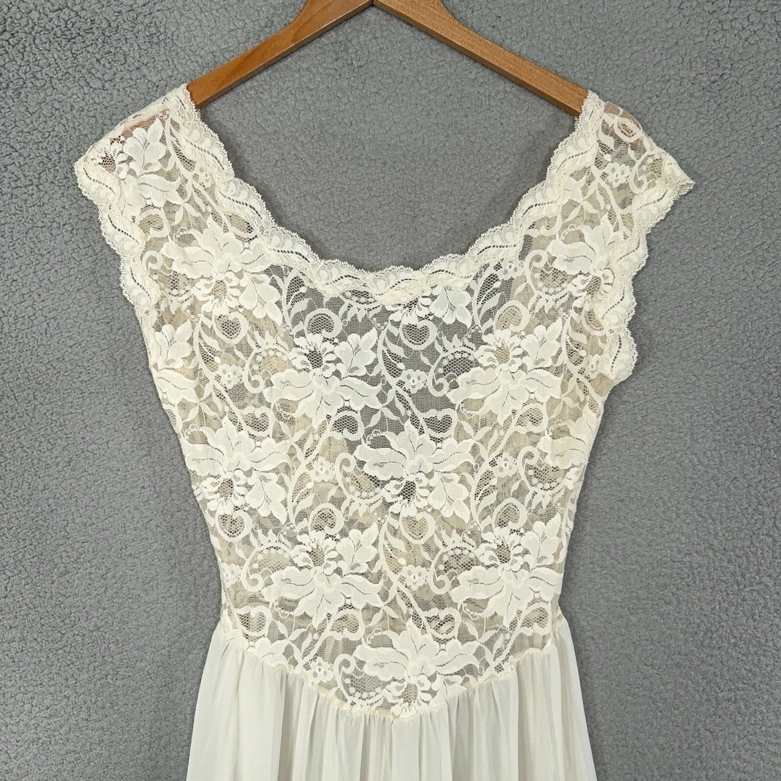 UNDERCOVER Abito slip vintage Victorias Secret donna medio panna lungo pizzo Y2K coquette