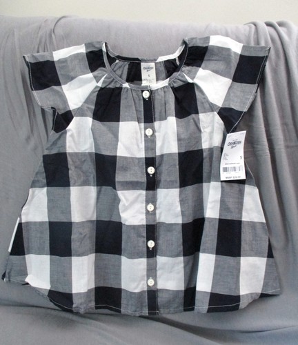 NWT OshKosh B'gosh Girls Woven Top - Size 5 - Navy Plaid - $26 - Picture 2 of 5