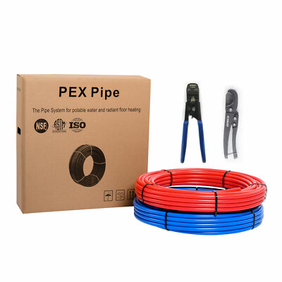 EFIELD 1/2'' x 100ft(200ft) PEX Pipe Red &Blue & Crimper and Cutter in Canvas Bag