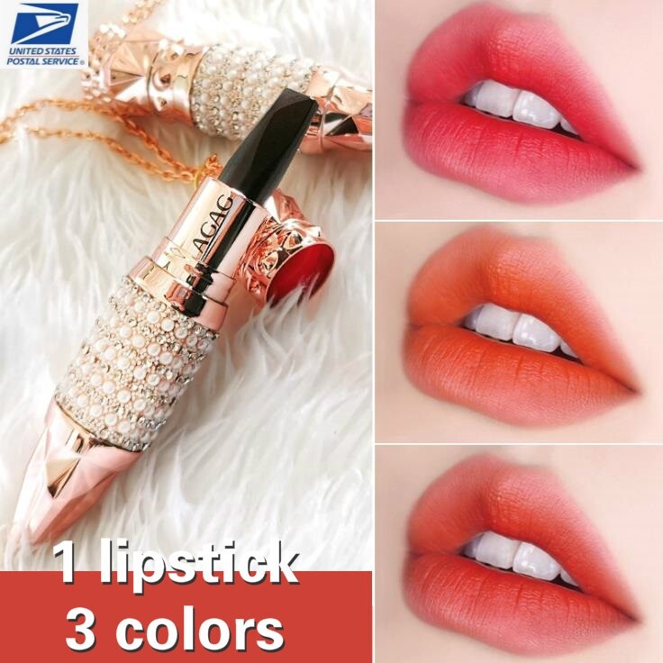 3 color in 1 Waterproof Long Lasting Pearl Necklace Matte Lipstick