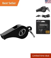 Lightweight Plastic Sports Whistle with Lanyard for Coaches & Officials, Black