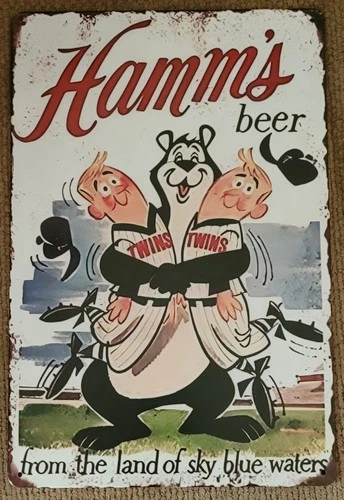 Vintage Style Hamm's Beer Minnesota Twins Metal Sign Retro Bar Decor