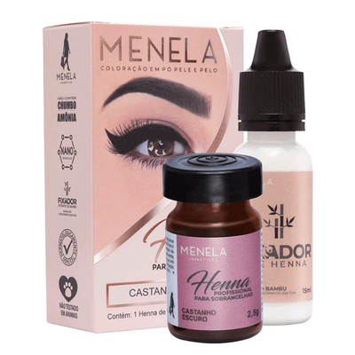 Menela Brazilian  Henna For Eyebrows Color Dark Brown Waterproof Ink Kit 2.5g