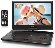 WONNIE 16.5 Portable DVD Player with 14.1 Large HD Swivel Screen, 6 Hours Rec...