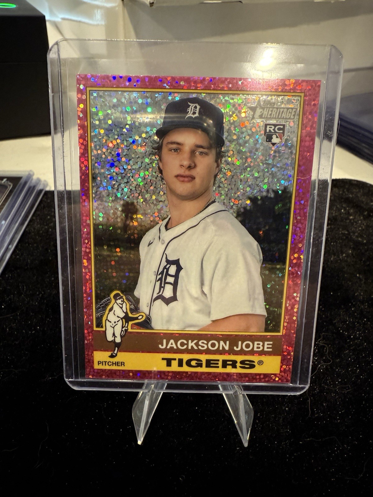 2025 Topps Heritage - Jackson Jobe #389 Chrome Pink Sparkle Refractor (RC)