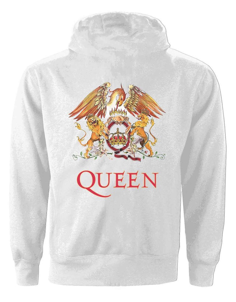 Queen Band Logo T-Shirt - Classic Crest Unisex Tee In White (Official Licensed Rock Tee) - View #8
