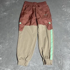Nike Joggers Boys Large ODP Pants Stretch Activewear Streetwear Burgundy Beige