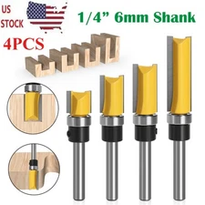 4Pcs 1/4'' Shank Top Bearing Flush Trim Carbide Router Bit Set Milling Cutter US