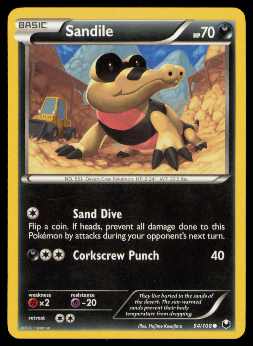 Sandile 64/108 Common Dark Explorers Pokemon Near Mint