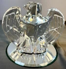 Steuben Crystal Eagle Sculpture Figurine Signed Etched Mark 5.5” Beveled Bas