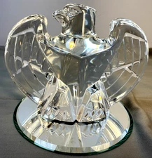 Steuben Crystal Eagle Sculpture Figurine Signed Etched Mark 5.5” Beveled Bas
