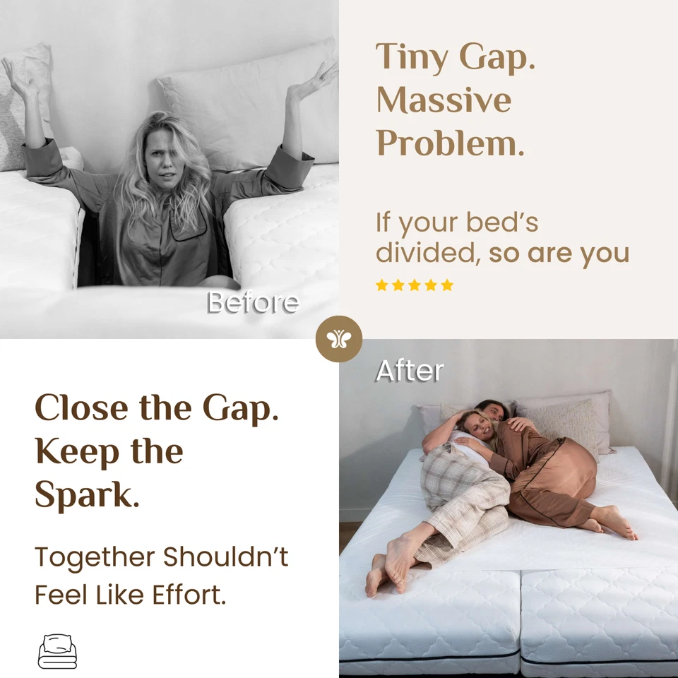 Conector de colchón puente de cama, convertidor doble a king, encuadernadores de cama con correa antideslizante Foto 2 de 4