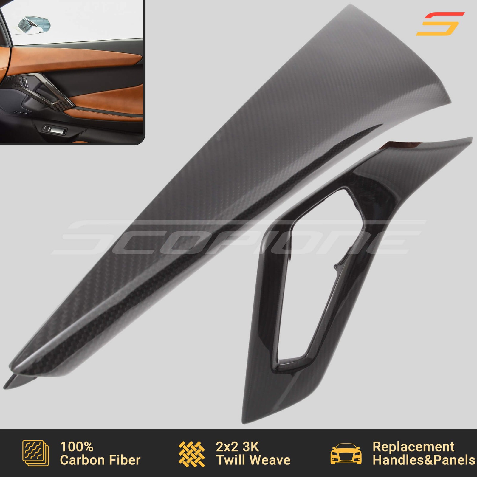 Scopione Carbon Interior Door Handles & Panels Trim for Lamborghini Aventador