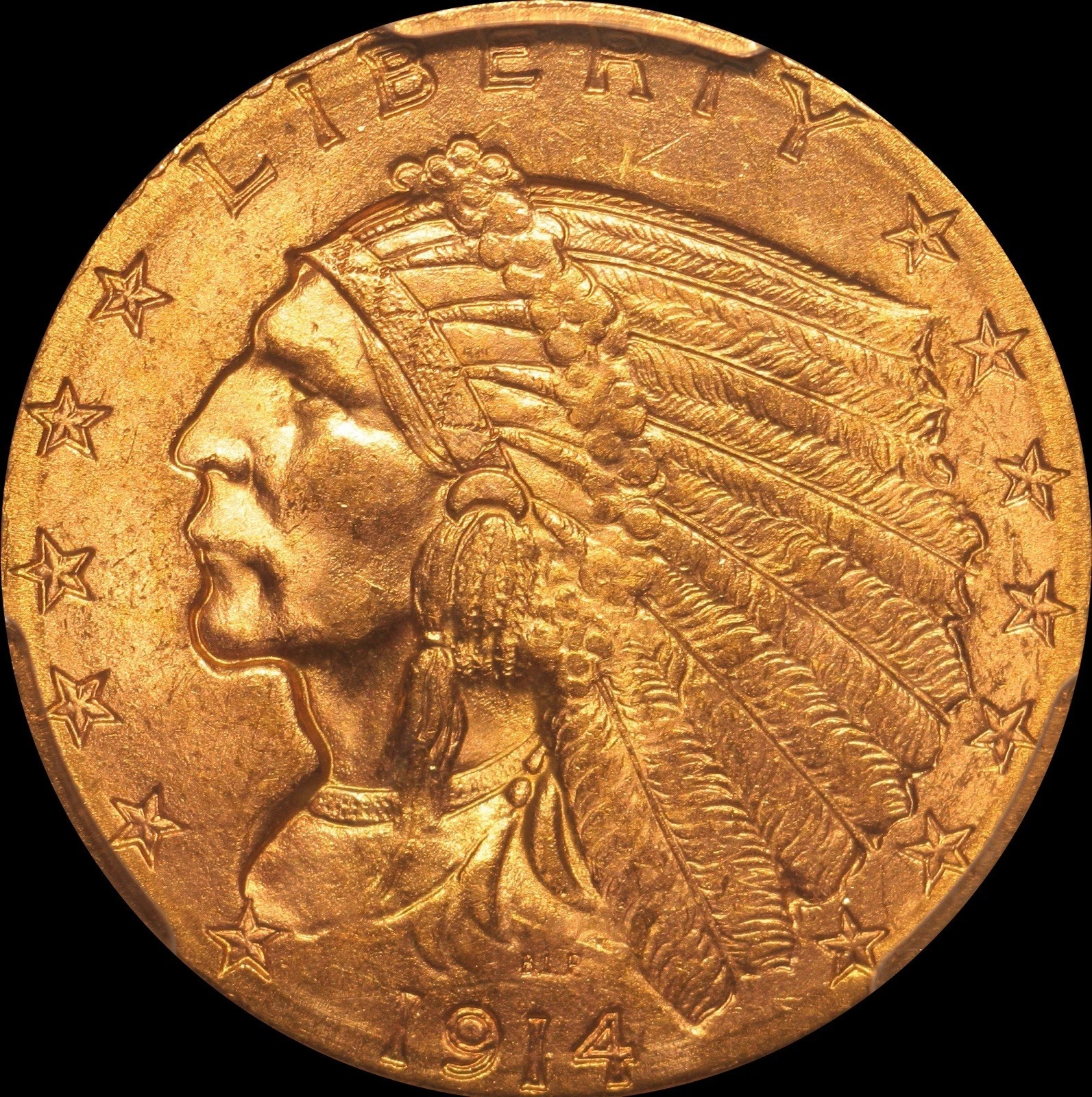 1914-D $2.50 Quarter Eagle Indian Gold PCGS MS 64+ CAC Lustrous & PQ