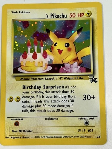 Pokémon Pikachu Birthday Black Star Promo Card #24 Holo Vintage Ungraded 1999