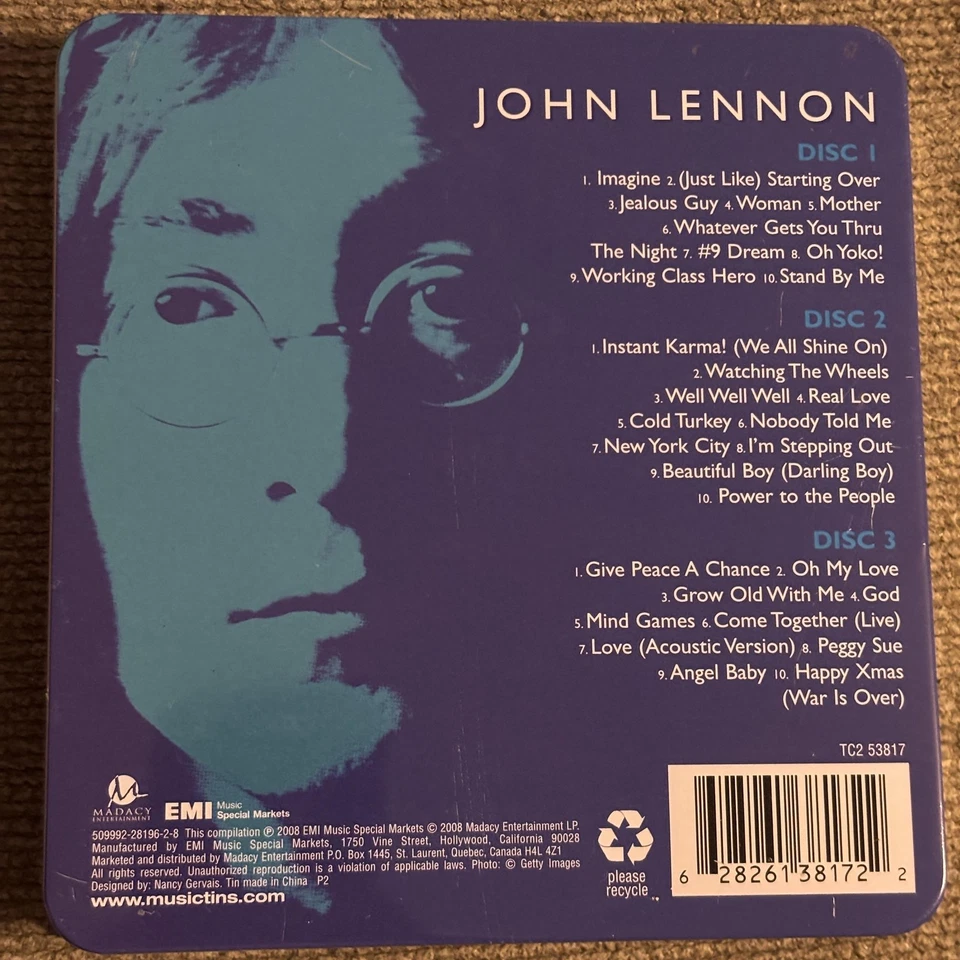 John Lennon Collector's Edition 3 CD Tin Box Set Rock EMI 2008 UPC 628286813721 Foto 2 de 3