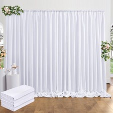 4 Panels Thick White Backdrop Curtain Wedding Polyester Drapes 20x10 FT
