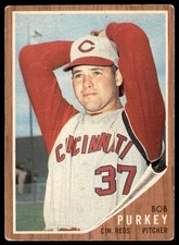 1962 Topps #120 BOB PURKEY  Cincinnati Reds  VGEX