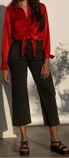 Sanctuary Denim Jeans Womens Marine Crop Standard Rise Wide Leg sz 26 Black wash