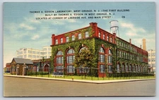 West Orange New Jersey~Thomas Edison Laboratory~Ivy~Gate~Fence~Linen 1948 PC