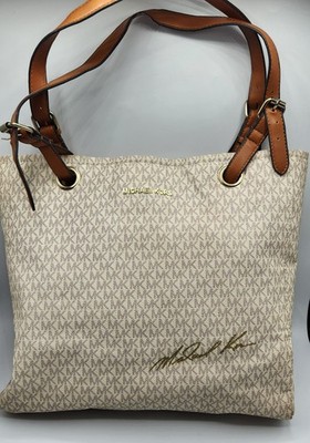 Michael Kors Large Tote Bag Brown/Tan MK Signature Canvas Shoulder Purse