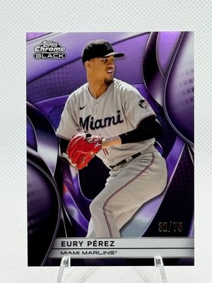 2025 Topps Chrome Black #125 EURY PEREZ Purple Refractor /75 Marlins