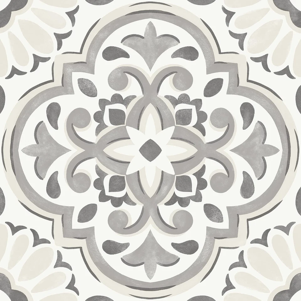 Elegant Gray & Cream Farmhouse Peel and Stick Vinyl Floor Tiles, 12-Inch Squares - Image 3 of 4