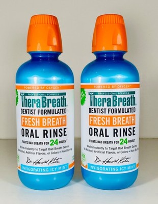 TheraBreath Fresh Breath Oral Rinse, 2 Pack, Invigorating Icy Mint 16 oz ea