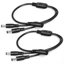 2 PCS 12V DC Power Splitter 1 Female To 2 Male Y Cable 5.5x2.1mm 5A CCTV