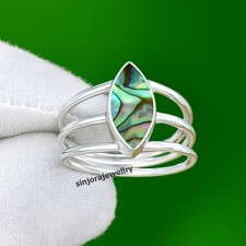 Abalone Shell Gemstone 925 sterling silver handmade Gift Ring US size 5 to 13