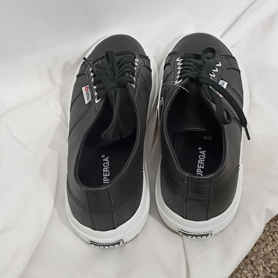 NWT Superga Black-white Napa Leather Lace-Up Shoes Women's Size 8.5 Mens SZ 7 - Image 4 of 4