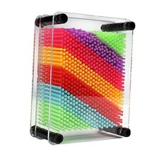 3D Pin Art Toy, Size 3.75  X 5  Unique Metal 3D Pin Art Board Rainbow, Plastic