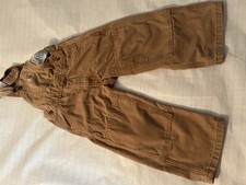 Carhartt KIDS Brown Canvas Double Knee Overalls Size 4 Regular Adjustable Strap
