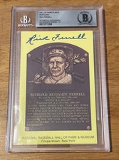 RICK FERRELL signed Hall of Fame Plaque postcard Beckett COA Red Sox Autographed