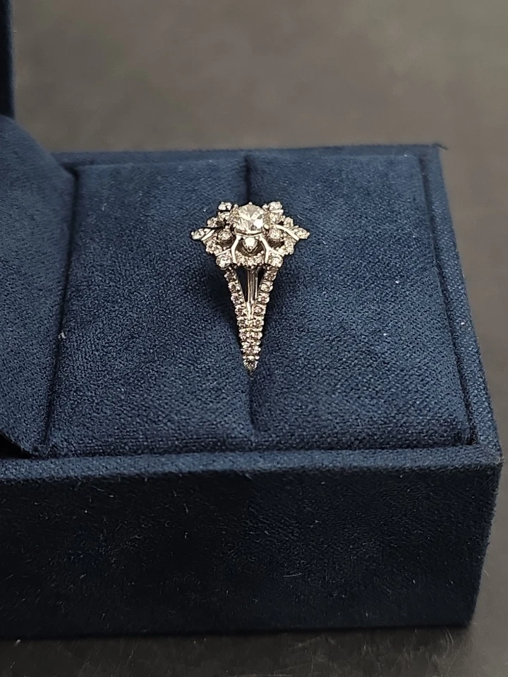 Enchanted Disney Elsa Diamonds Snowflake Engagement Ring 14K Solid White Gold - Image 4 of 4