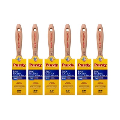 Genuine Purdy 6 Pack Pro-Extra Monarch Flat 2'' Paint Brushes 144234720-6PK