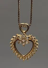 Vintage JJT Sterling Silver Gold Vermeil CZ Halo Heart Necklace, Italy 18”